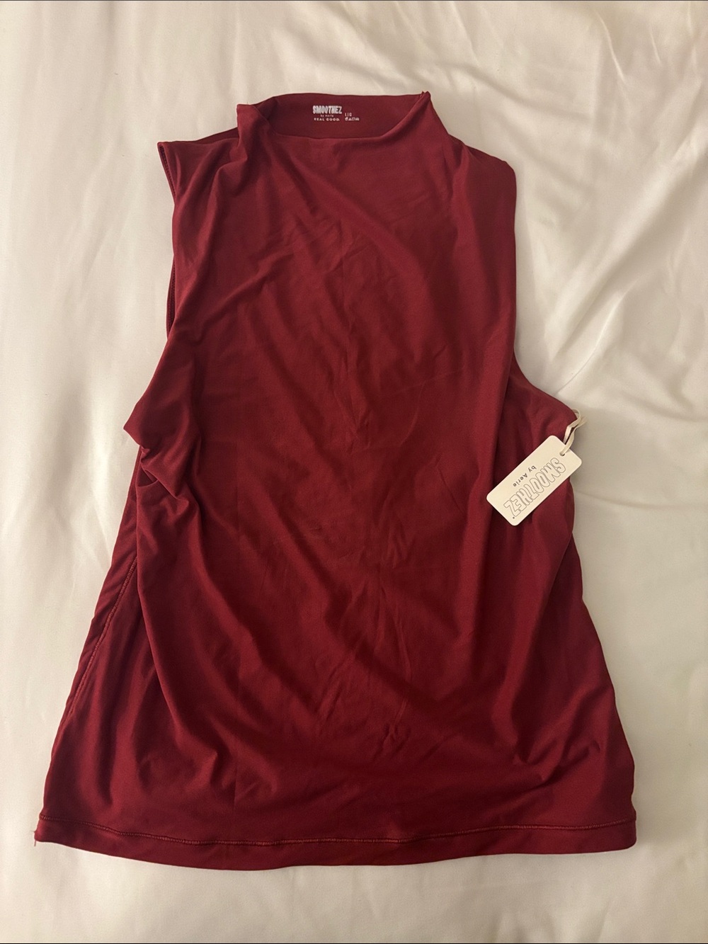 Aerie SMOOTHEZ Sleeveless Mock Neck Top - Burgundy L